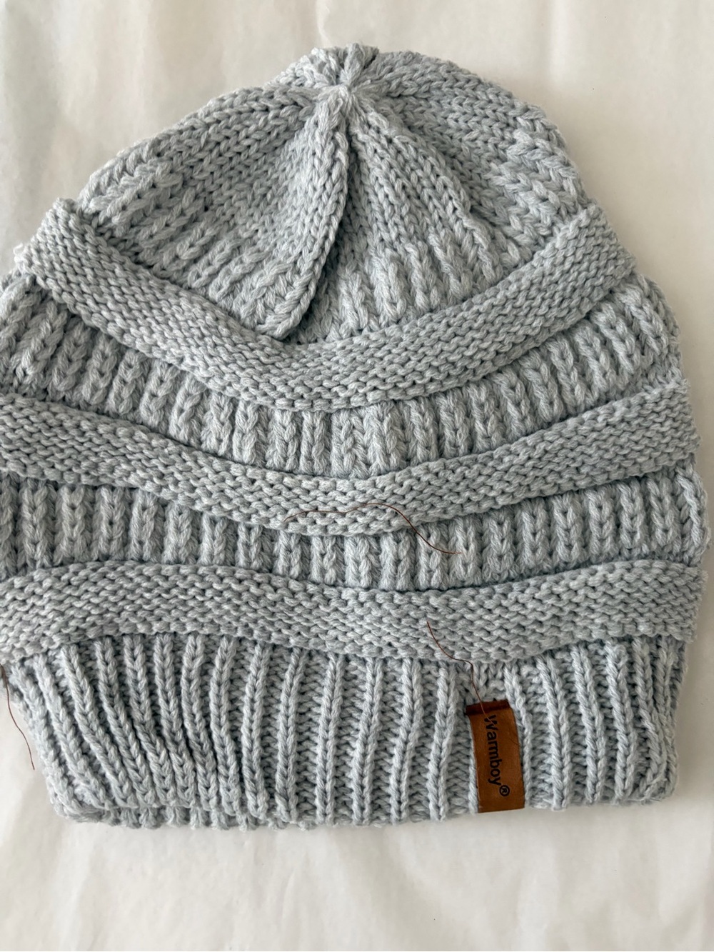 Warm Light Gray womenโs Knit Beanie Hat